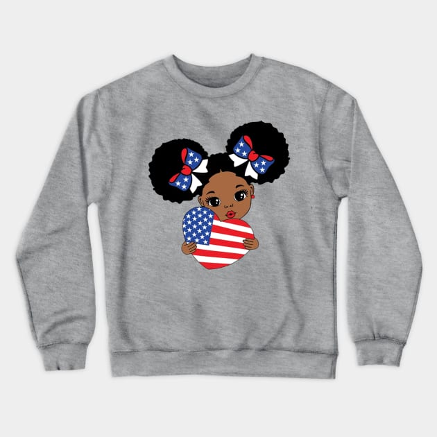 Black girl carying american heart Crewneck Sweatshirt by TeeStreet
